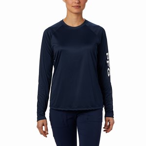 Columbia PFG Tidal Tee™ II Långärmad Tröja Dam Marinblå/Vita (REGMA7145)